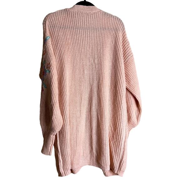 Moon River Cardigan Sweater Women Large Pink Knitted Embroidered Cottagecore - Picture 2 of 9